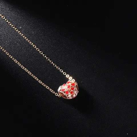 Dolce Collana con Ciondolo a Cuore in Lega Ferro Strass da Donna Galvanico Smalto LOVE Choker Catena Regalo Romantico Coppie Gioielli Quotidiani