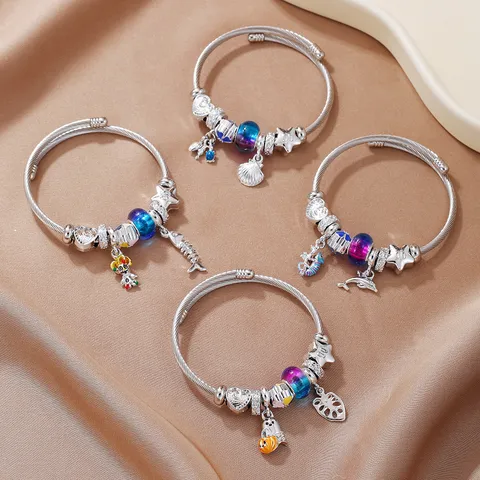 Bracciale Charm Halloween Fai da Te in Acciaio Inossidabile Individualista Zucca Clown Lisca Delfino Perline Smalto Gioielli Festa