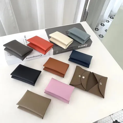 Echtes Leder Kartenetui Kreuzmaserung Rindsleder Münzbeutel Minimalistische Umschlag Brieftasche Visitenkartenetui