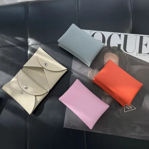 Echtes Leder Kartenetui Kreuzmaserung Rindsleder Münzbeutel Minimalistische Umschlag Brieftasche Visitenkartenetui
