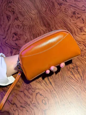 Damen Echtleder Einfache Clutch Einfarbig Reißverschluss Armband Handytasche Minimalistische Tägliche Lässige Geldbörse