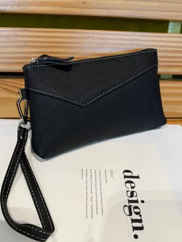 Τσάντα Clutch από Γνήσιο Δέρμα για Γυναίκες Μεγάλη Χωρητικότητα Πορτοφολιού Καρπού Φερμουάρ Θήκη Κινητού Casual Μονόχρωμο