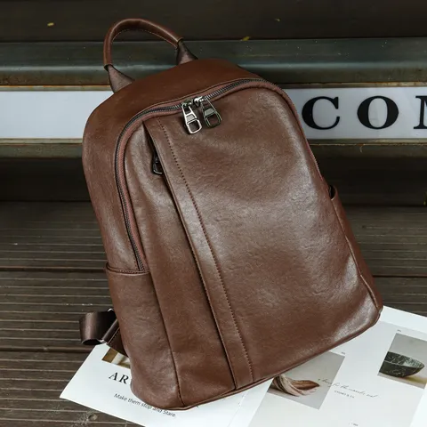 Women Genuine Leather Casual Backpack Large Soft Leather Daypack Travel School Bag With Multiple Pockets