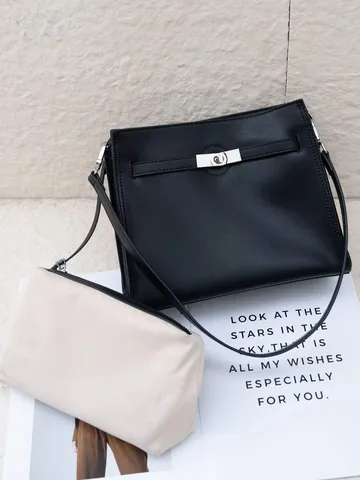 Rétro Commuter Grand Sac Cabas Pour Femmes En Cuir De Qualité Design De Serrure Classique Sac À Main