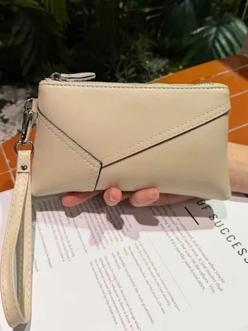 Retro Top Layer Cowhide Women Clutch Bag Genuine Leather Small Square Bag Zipper Casual Phone Wallet Handbag