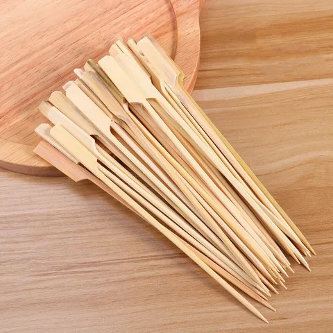 Disposable Natural Bamboo Paddle Skewers Oden BBQ Food Picks Eco Friendly Wooden Skewers For Party Catering Grill