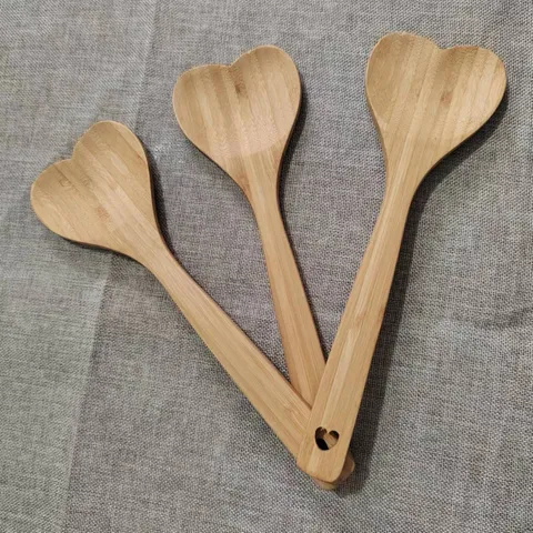 Cucchiaio di Bambù a Forma di Cuore Cucchiaio da Cucina in Legno Utensili da Cucina Cucchiaio da Insalata