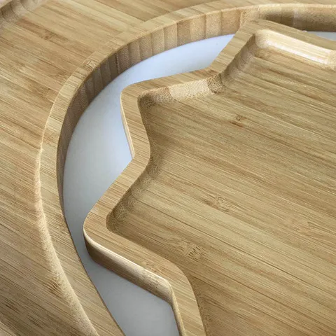 Wooden Star And Moon Fruit Plate Split Design Bamboo Snack Serving Tray Creative Table Decor Tableware For Home Hotel