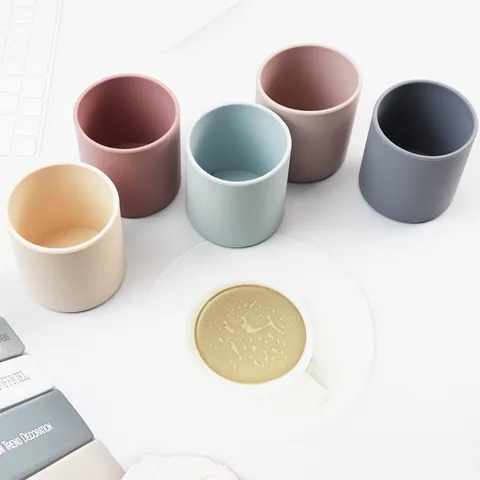 Kinder Siliconen Drinkbeker Eenvoudig Effen Kleur Antislip Waterbeker Kinder Servies Minimalistisch Draagbaar