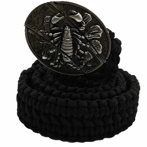 Men Tactical Belt Woven Paracord Survival Belt Outdoor Military Heavy Duty Adjustable Waist Belt With Metal Buckle