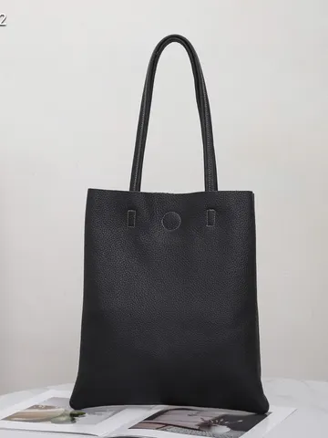 Women Genuine Leather Tote Bag Large Capacity Urban Minimalist Shoulder Bag Bucket Bag Casual Daily Commute Handbag