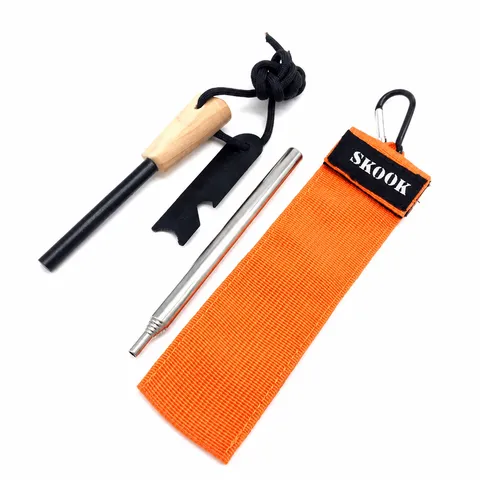 Outdoor Multifunctionele Survival Vuurstarter Set Roestvrijstalen Blaaspijp Magnesiumstaaf Kampeer Gereedschap