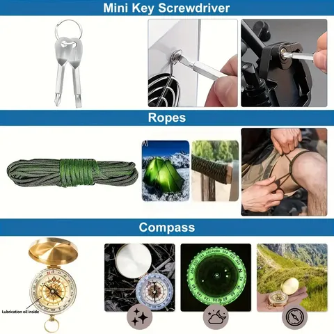 Outdoor Survival Noodgevallen Multitool Kit Camping Exploratie Eerste Hulp Apparatuur Roestvrij Stalen Gereedschap