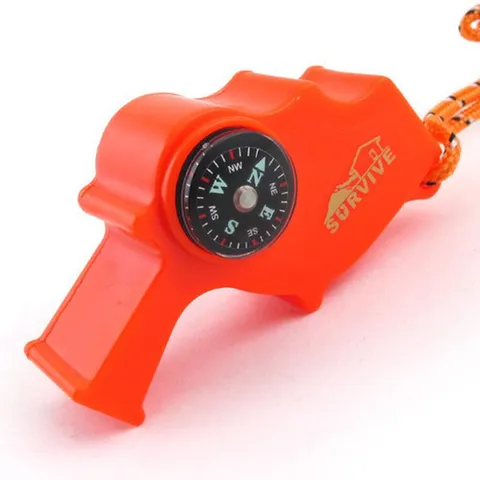 Sifflet de Survie d'Extérieur Sifflet d'Urgence Multifonction Avec Boussole Thermomètre Lanière Pour Randonnée Camping