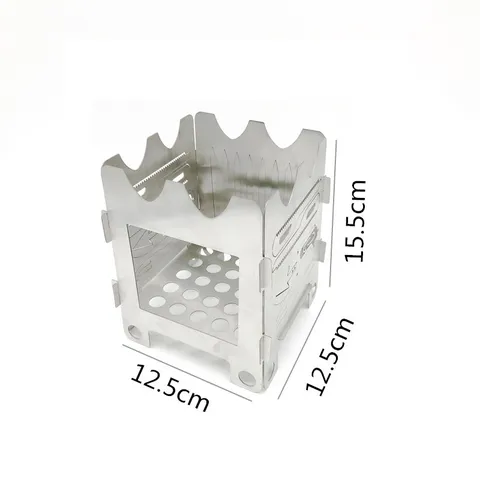 Poêle de Camping Pliable Multifonctionnel en Acier Inoxydable pour Extérieur Poêle à Bois Portable pour Pique-nique Barbecue Ustensiles