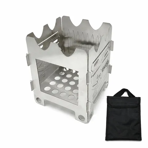 Poêle de Camping Pliable Multifonctionnel en Acier Inoxydable pour Extérieur Poêle à Bois Portable pour Pique-nique Barbecue Ustensiles