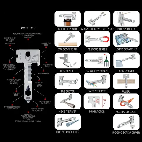 Portable Multitool Keychain 17-in-1 Pocket Survival Tool Alloy Multi Tool For Outdoor Camping