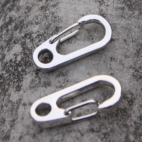 Mini Spring Snap Hook D Shaped Metal Keychain Lightweight Alloy Carabiner Quick Clip Outdoor Camping EDC Gear