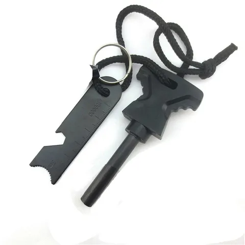 Outdoor Survival Feuerstahl Magnesiumstab Mit Schaber Und Pfeife Camping Notfall Feuerstarter Werkzeug