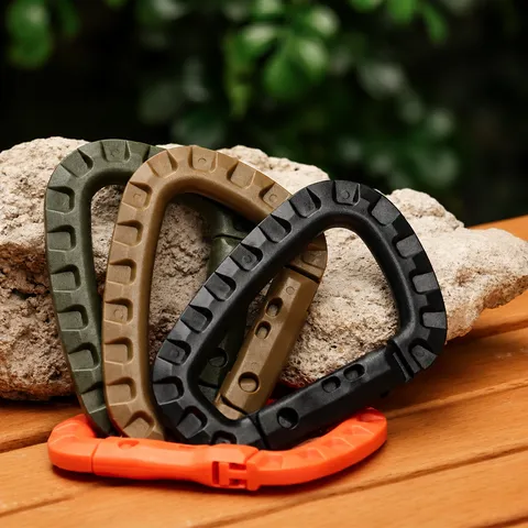 Moschettone a D in Acciaio Plastico Tattico Leggero Campeggio Zaino Moschettone Multifunzione Portachiavi Attrezzatura Esterna