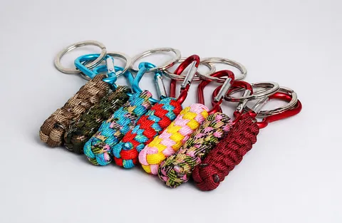 Handmade Paracord Keychain Woven Survival Rope Carabiner Outdoor Camping Key Ring Everyday Carry Accessories