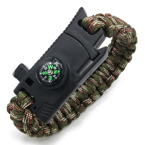 Outdoor Survival Fallschirmschnur Armband Multifunktionales Notfall Überlebensarmband mit Kompass Pfeife Unisex