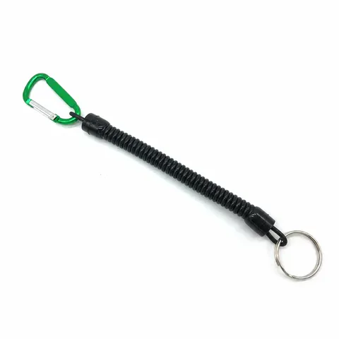 Multifunctional Fishing Lanyard Spring Retractable Anti Lost Rope With Metal Carabiner Key Ring Outdoor Camping Tool Accessories