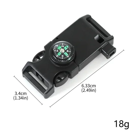 Multifunctional Outdoor Survival Buckle Plastic Paracord Bracelet Accessory Compass Whistle Fire Starter Bag Buckle