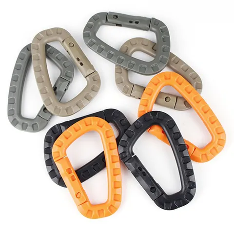 Lightweight Plastic Steel Tactical Carabiner D Ring Clip Outdoor Backpack Attachment Keyring Hiking Gear Snap Hook