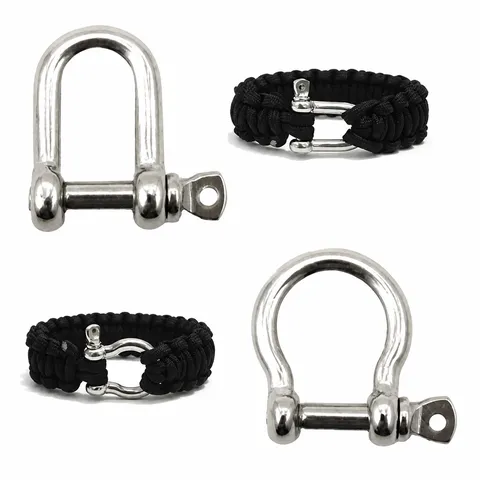 Maniglia a Forma di U in Acciaio Inossidabile Fibbia per Bracciale Paracord DIY Connessione di Sopravvivenza all'Aperto