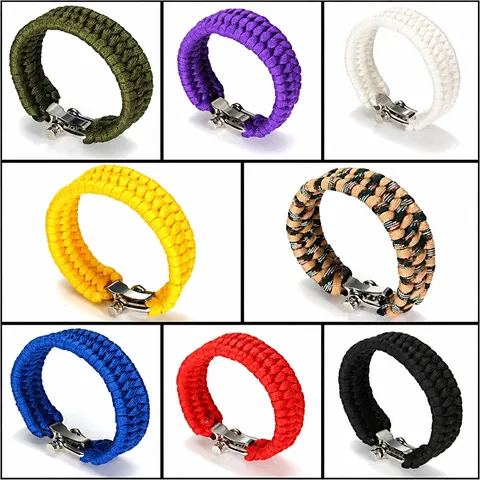 Outdoor Emergency Survival Parachute Cord Bracelet Seven Core Nylon Wristband With Adjustable Metal Buckle Hiking Jewelry