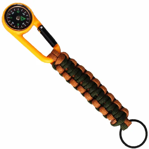 Outdoor Survival Emergency Paracord Braided Keychain With Compass Camping Key Pendant Multifunctional Tactical Rope Ring