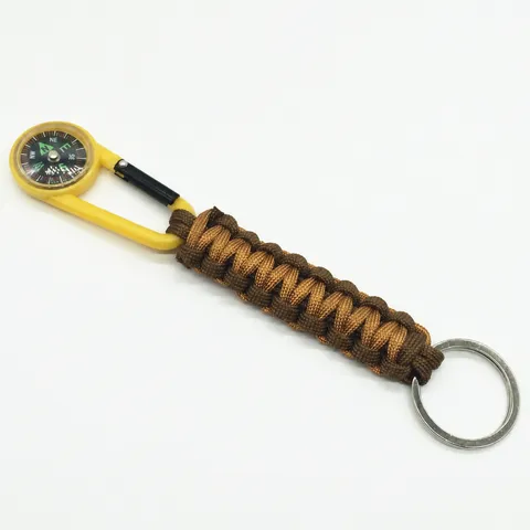 Outdoor Survival Paracord Keychain Multifunctional Woven Nylon Key Ring With Compass And Buckle For Daily Use