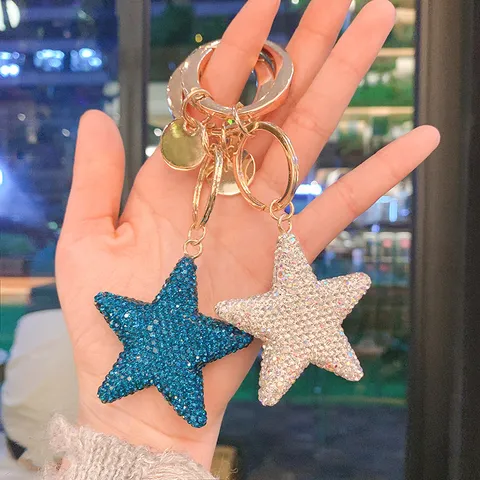 Portachiavi Creativo a Stella con Strass Completo Fresco Estivo Ciondolo per Auto Lucido per Borsa