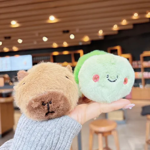 Cute Reversible Capybara Plush Keychain Creative Animal Turtle Bee Flip Doll Bag Pendant Soft Stuffed Ornament Gift