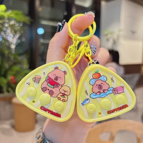Cute Plastic Triangle Recorder Electronic Game Keychain Creative Cartoon Capybara Cat Backpack Pendant Keyring Gift For Student Friends
