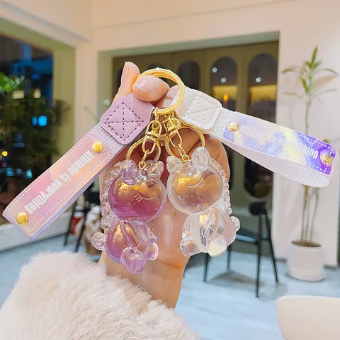 Creative Resin Jelly Unicorn Keychain Colorful Pony Doll Bag Pendant Cartoon Key Ring For Couples Backpack Accessories