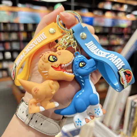 Mignon Porte-Clés en PVC de Dinosaure 3D de Dessin Animé Pendentif de Sac de T-Rex Brachiosaurus Triceratops Jouet Cadeau