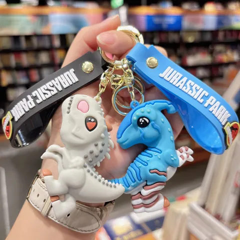Mignon Porte-Clés en PVC de Dinosaure 3D de Dessin Animé Pendentif de Sac de T-Rex Brachiosaurus Triceratops Jouet Cadeau