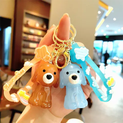 Porte-clés Chien Chiot en Acrylique Gelée Mignon Pendentif de Sac De Dessin Animé Créatif Cadeau