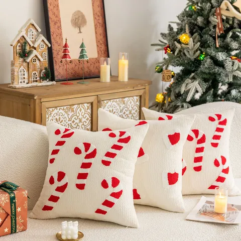 Christmas Embroidered Plush Pillowcase Decorative Cushion Cover For Sofa Living Room New Year Holiday Home Decor