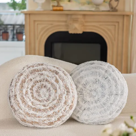 Modern Minimalist Round Annual Ring Throw Pillow Soft Decorative Sofa Cushion For Bedroom Living Room Gold Silver Spiral Texture Pillow