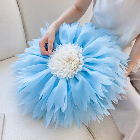 3D Water Lily Lotus Flower Pillow Cover Princess Ins Style Decorative Sofa Cushion Soft Polyester Round Throw Pillow Case