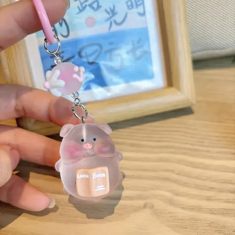 Schattige Cartoon Lichtgevende Roze Varken Hars Sleutelhanger Charm Hanger Creatieve Gloed In Het Donker Dier Telefoon Ketting School Tas Hangend Ornament Sleutelhanger Cadeau Voor Kinderen Vrienden