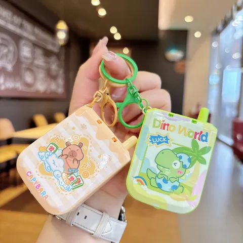 Cute Capybara Mini Game Console Keychain Cartoon Animal Plastic Keyring Backpack Pendant Stress Relief Puzzle Toy Gifts For Kids Friends