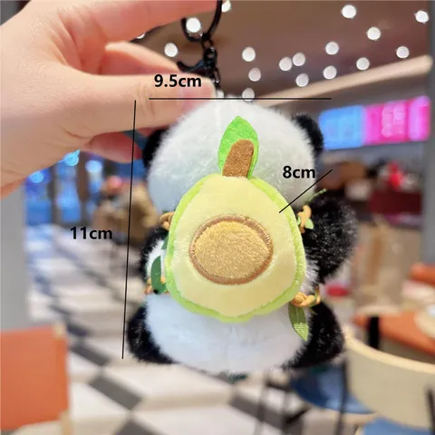 Cute Plush Panda Keychain Mini Backpack Fruit Flower Design Animal Doll Bag Pendant Student Schoolbag Hanging Ornament Gift