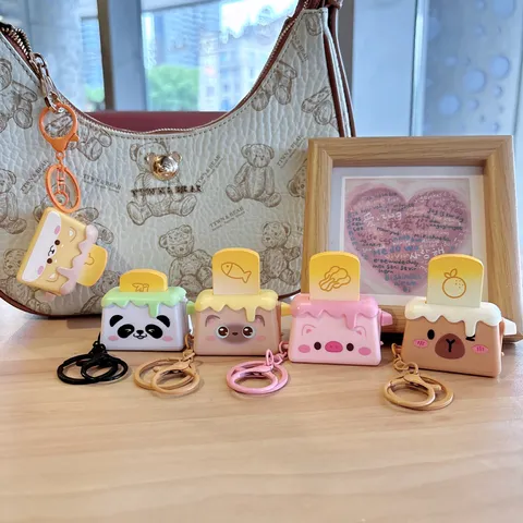 Porte-Clés Grille-Pain Animal Dessin Animé Créatif Mignon Capybara Panda Cochon Chien Forme Pendentif Sac Jouet Pop-up Charme de Sac à Dos Anneau Clé Voiture Cadeau