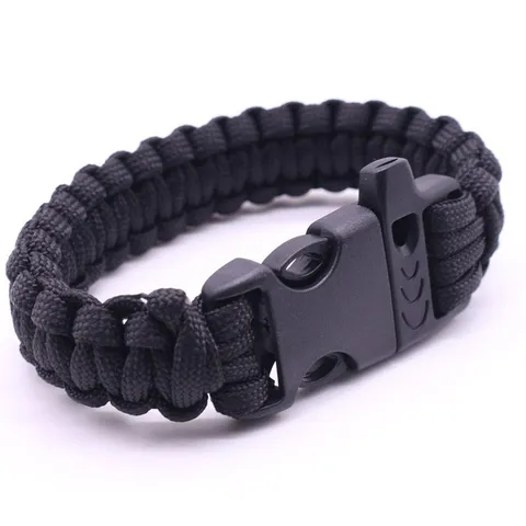 Outdoor Survival Paracord Bracelet Braided Seven-Core Rope Whistle Plastic Buckle Emergency Rescue Wristband Jewelry