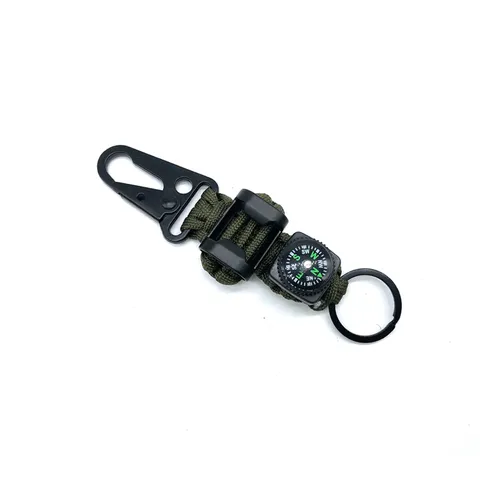 Outdoor Taktisch Fallschirmschnur Schlüsselanhänger Überleben Kompass Karabiner Multifunktion Nylon Geflochten Schlüsselring Für Camping
