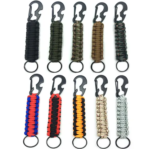 Porte-clés Tressé en Paracorde Extérieur Avec Ouvre-bouteille Cordon en Nylon Robuste Anneau de Clés Porte-clés EDC Pour Hommes